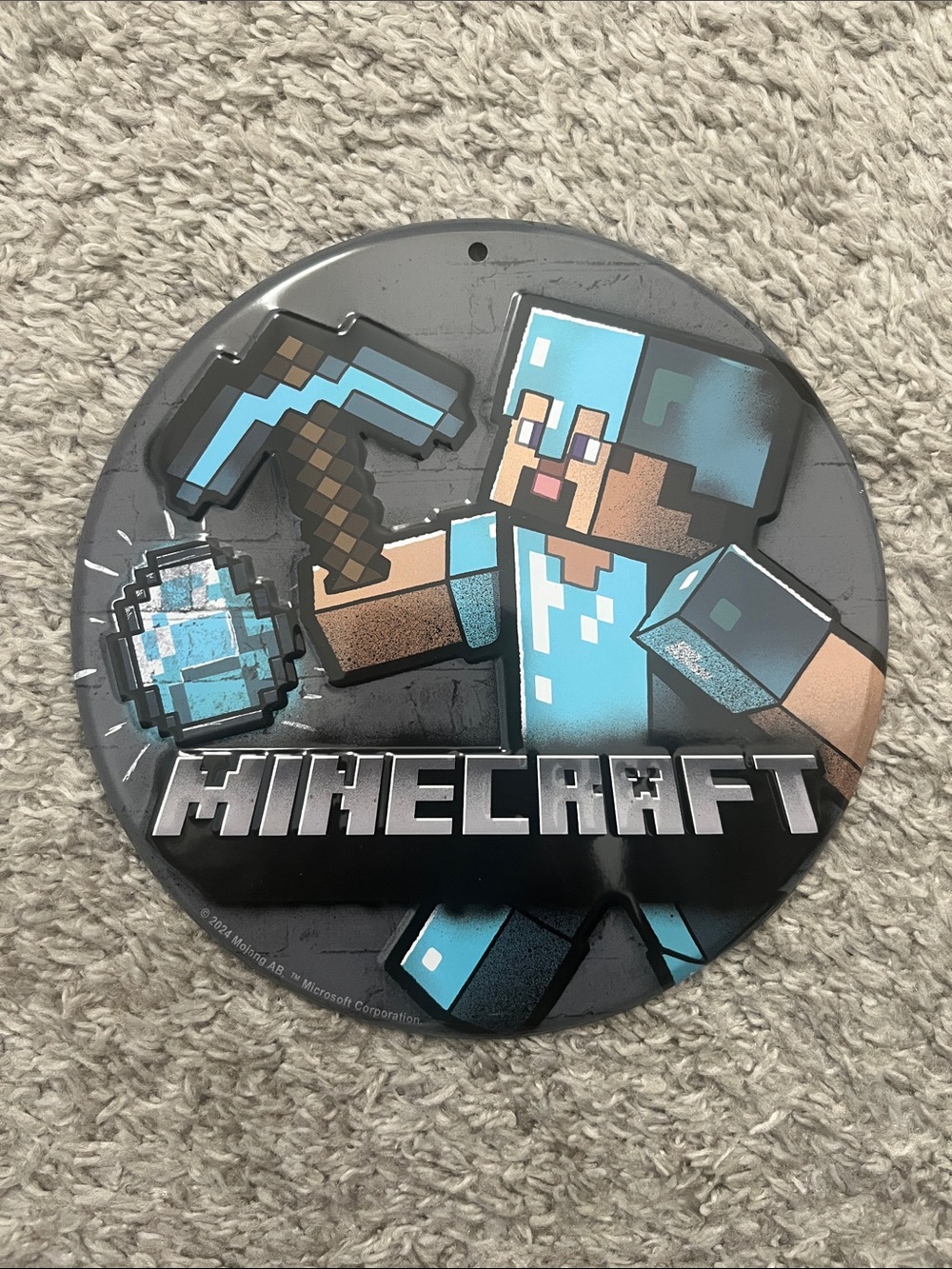 Minecraft Diamond Armor Wall Sign - Blue & Gray